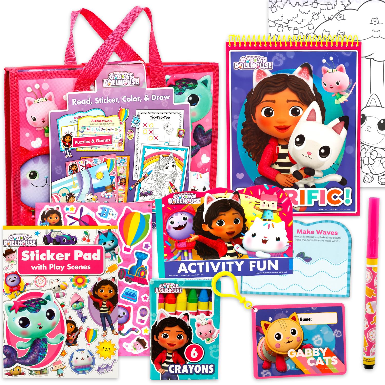 Dreamworks Gabby's Dollhouse Ultimate Activity Set - Portfolio Bundle with Coloring Books, Stickers, Games, Puzzles, Drawing and More | Gabby's