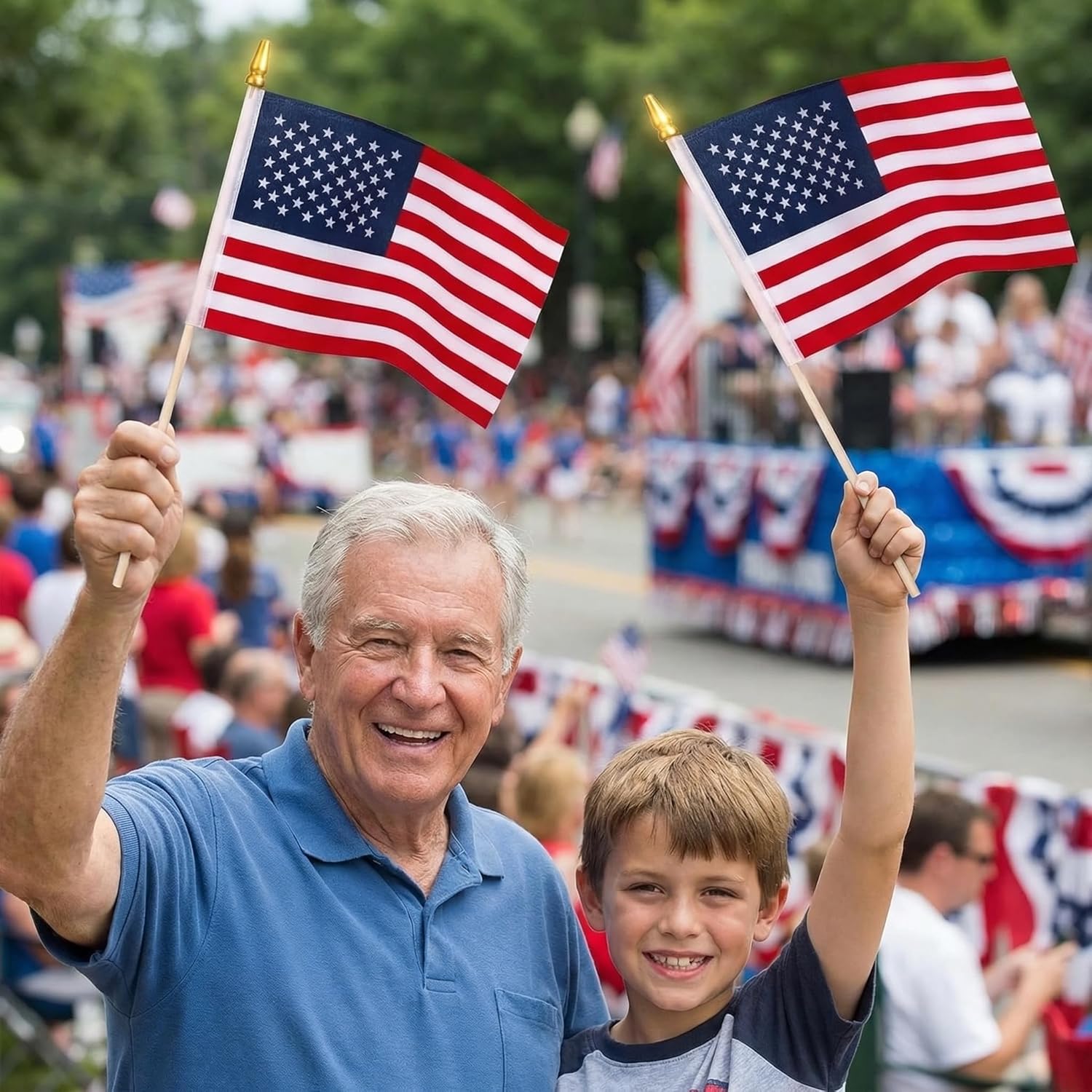 30 Packs 8x12 Inch Small American Flags on Stick, USA Wood Stick Flags with Kid-safe Spear Top, American Flags on Stick 8''x12'' for Memorial Day 4th of July Decorations Veterans Patriotic Parades
