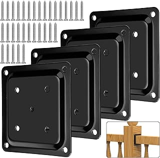 4 Pcs Wood Post Plate Connector, 4" x 4" Wood Fence Post Anchor Base, Deck Porch Railing Support Base, Powder-Coated Decking Post Base (4)