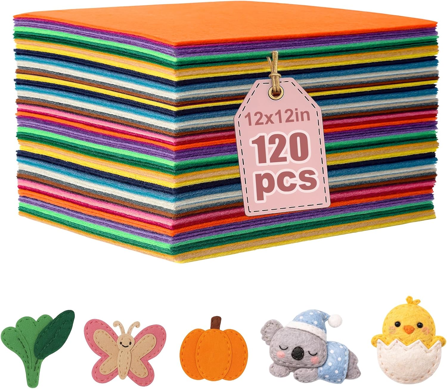 120 PCS, 8" x 12", 1mm Stiff Felt Fabric Sheets for Craft, 40 Assorted Colors Felt Squares Paper for DIY Craft, Sewing and Patchwork (Classic, 8 x 12 inches)
