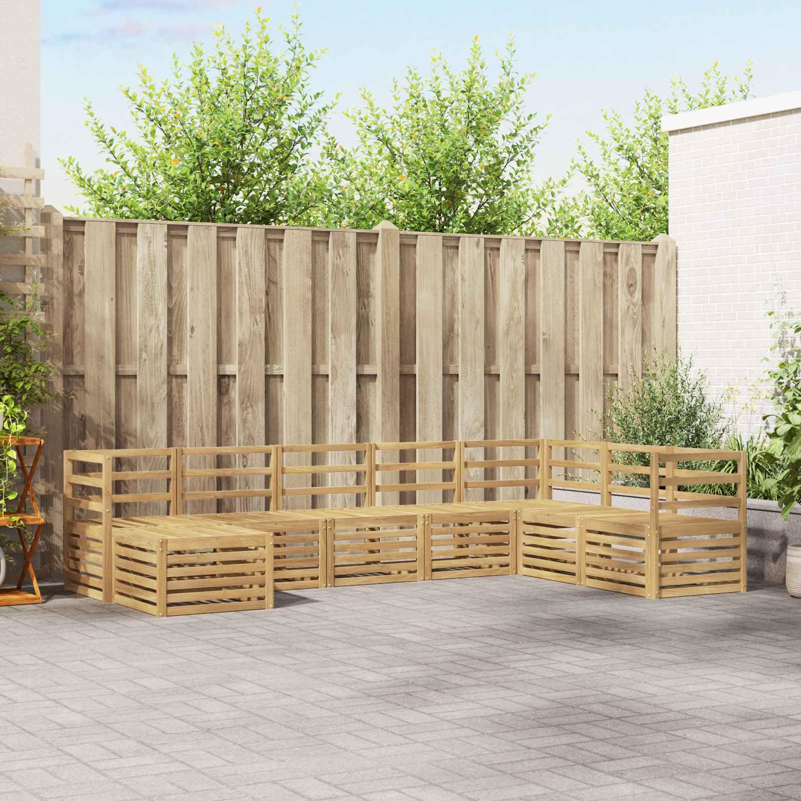 8-częściowy zestaw ogrodowy z litego drewna akacjowego, odporna na warunki atmosferyczne, zestaw wypoczynkowy na taras, balkon, do ogrodu, zestaw do jadalni z modułowymi komponentami do