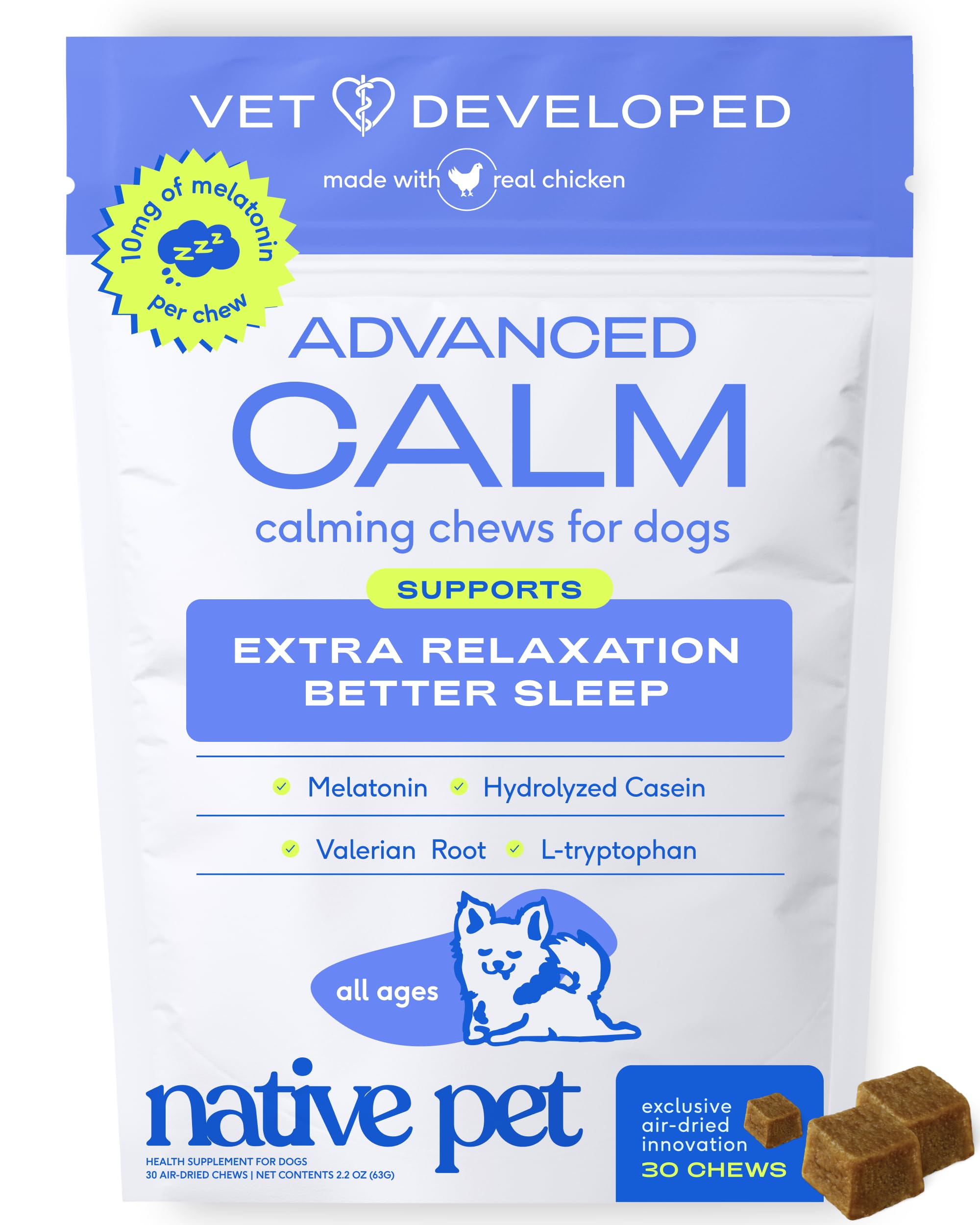 Native Pet Advanced Calming Chews for anxiety and stress