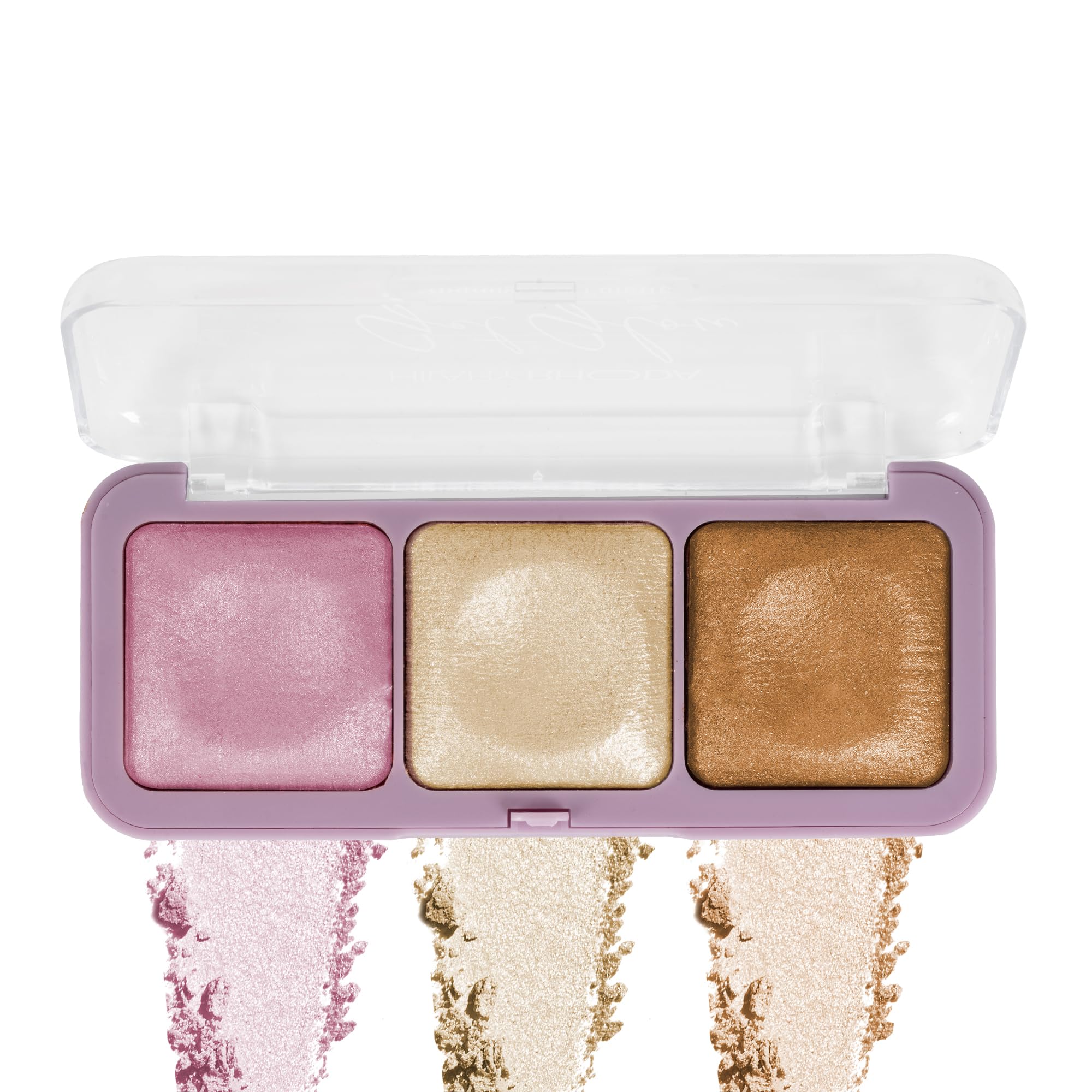Hilary Rhoda Get Glow Highlighter Palette | Ultra Blendable & Long Lasting | Shimmer Finish & Illuminating Glow | Highly Pigmented & Easy To Blend Shades | 3 Shades in 1 Palette - 15g (Shade - 02)