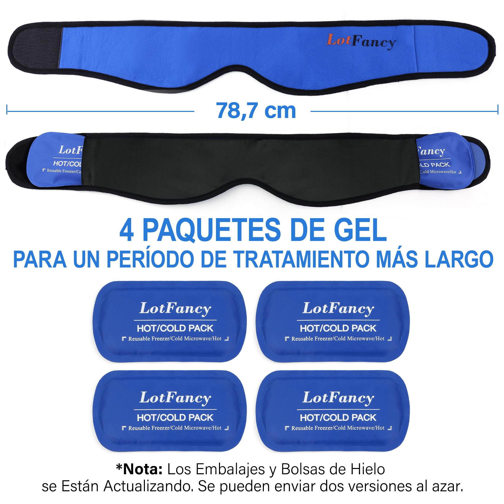 LotFancy 4 Bolsas de Gel Reutilizable Frío Calor con Banda de Compresión, Bolsa de Hielo Compresas Multiusos Terapia para Mandíbula Cara Cabeza Barbilla Dolor De Muelas, Cirugía Facial Oral