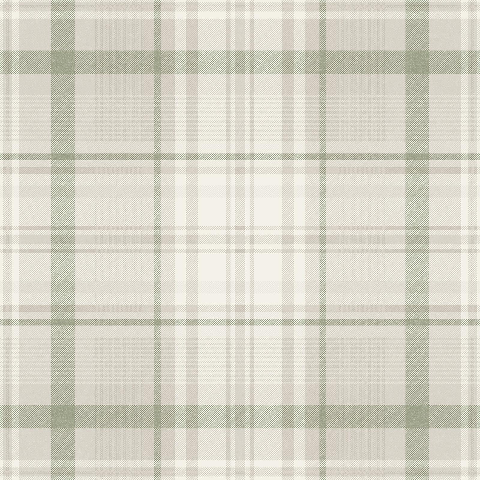 Sophie Laurence Green Check Wallpaper Tartan Country Style Feature Wall Lounge Bedroom Hallway