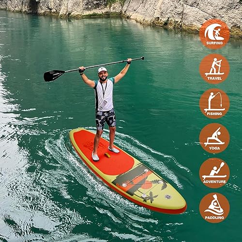 Vista 97 de FunWater Inflatable Stand Up Paddle Board with Premium SUP Paddleboard Accessories, Anti-Slip EVA Deck, 11'/10'6'' Paddle Boards for Adults & Youth