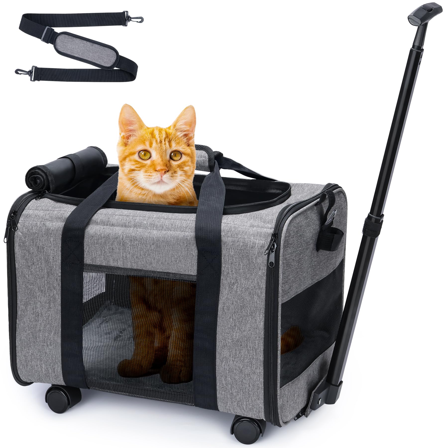 Mochila Perro 10kg Transportín Para Mascotas Con Ruedas Extraíbles