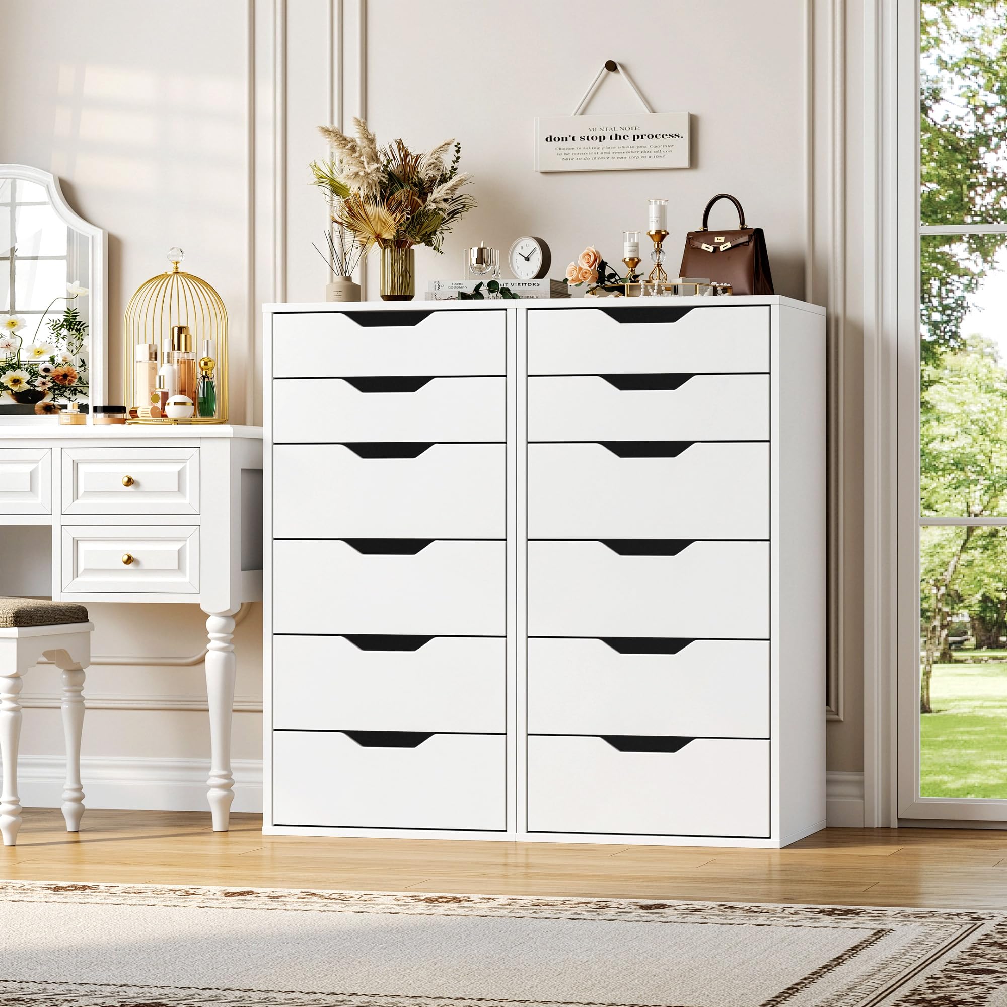 FOREHILL Kommode mit 6 Schubladen, Schubladenschrank schmal Schubladenkommode für Schalfzimmer, Wohnzimmer, Büro, Flur, 45x40x90,5 cm, weiß