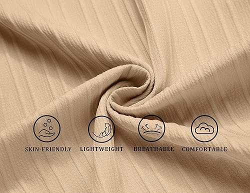 Vista 4 de COOFANDY Camisas casuales de manga corta con botones para hombre, camisa de lino texturizado de moda para playa de verano