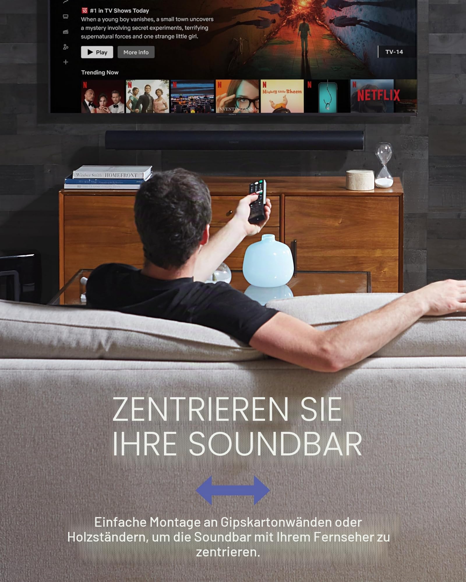 SANUS Ausziehbare Soundbar-Wandhalterung, entworfen Compatible für Sonos Arc Soundbar – Niedriges Profil & Audio Enhancing Design für Dolby Atmos -OSSAWM1-B2