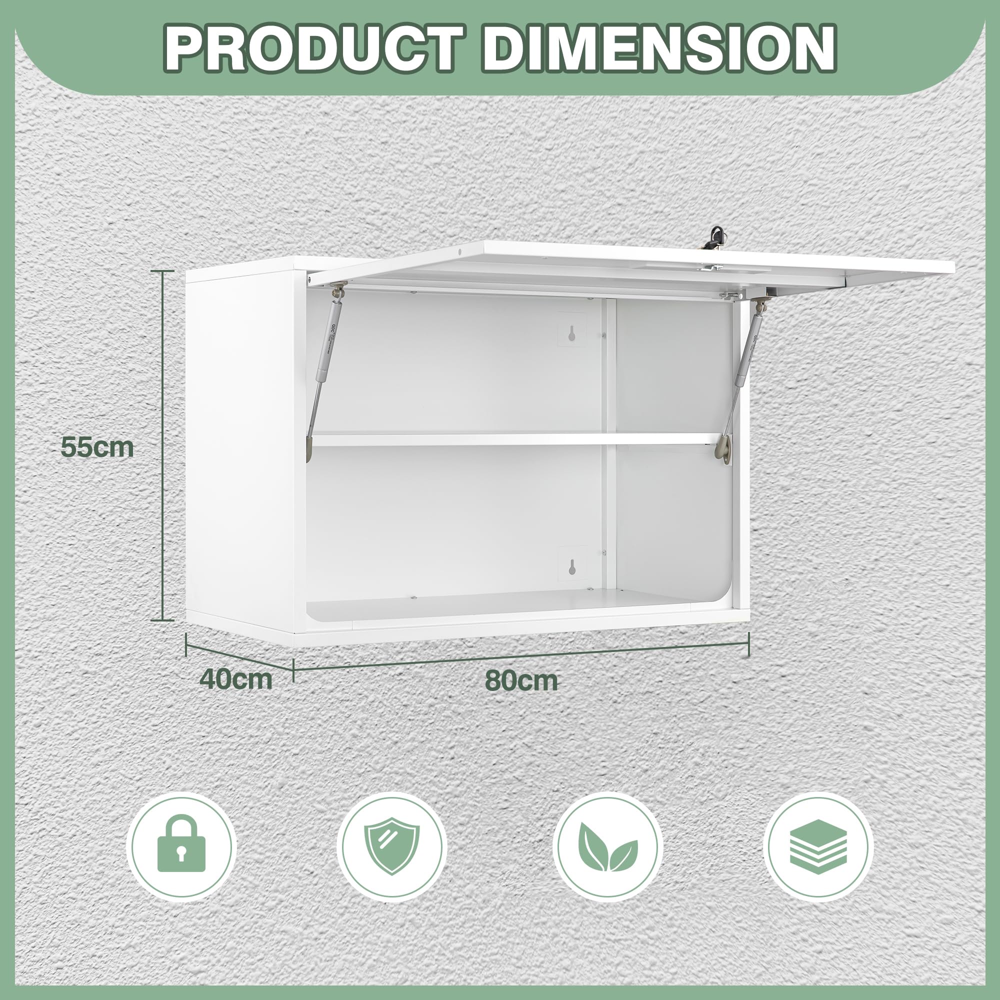 Sightlife Armario Colgante de Cocina y Baño, de Pared con Cierre - 55 x 80 x 40 cm