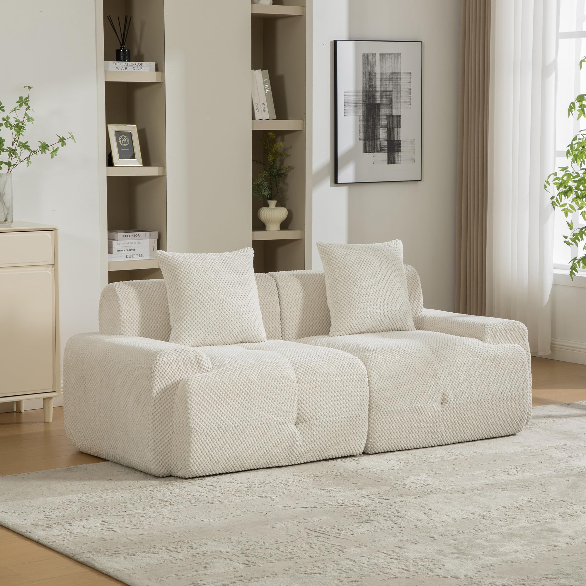 Generisch Sofá modular de chenilla de compresión, color beige 30D, antideslizante, suave