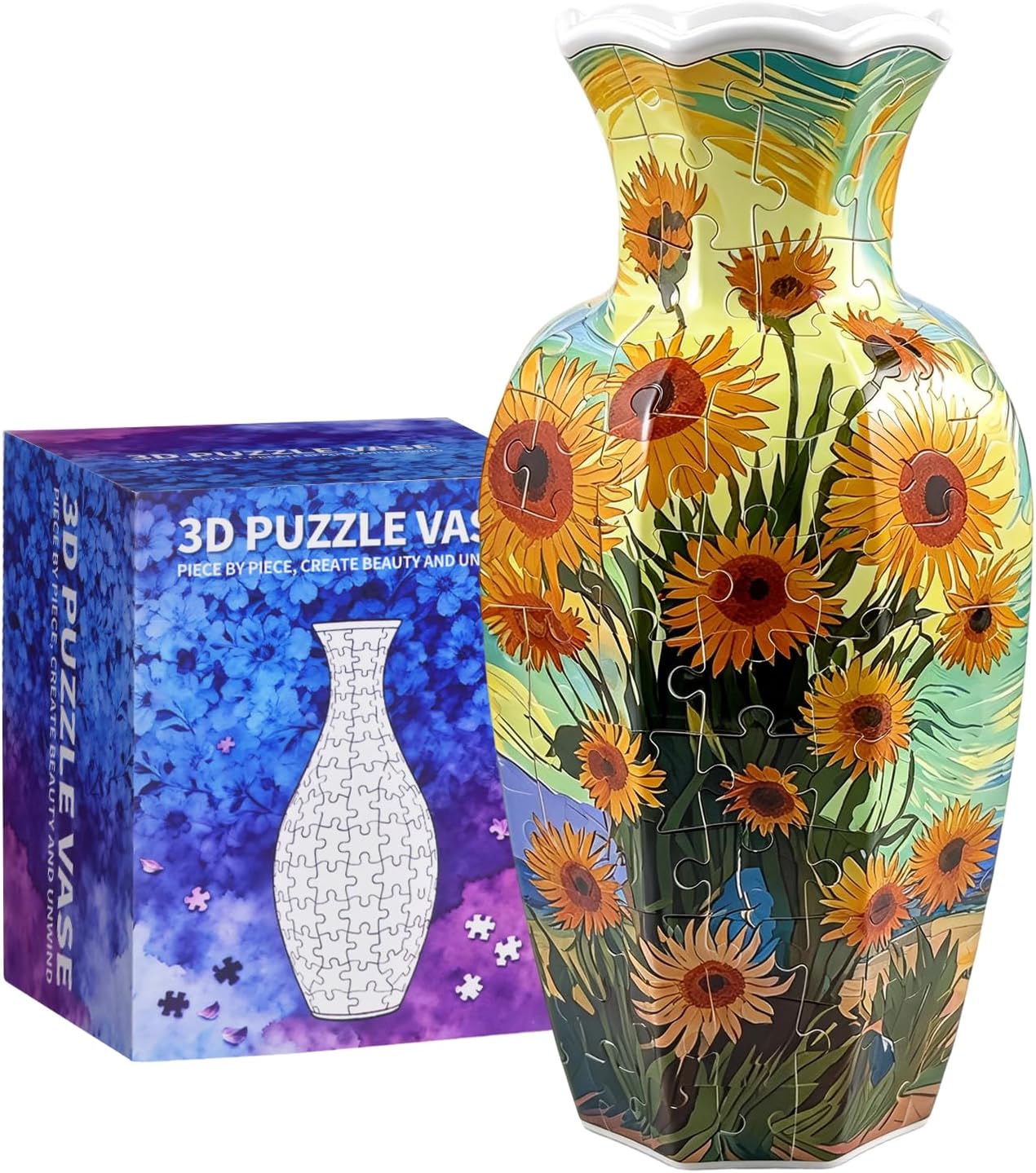 3D Puzzle Vase for Adults, 164 Curved Plastic Pieces DIY Puzzle Vase