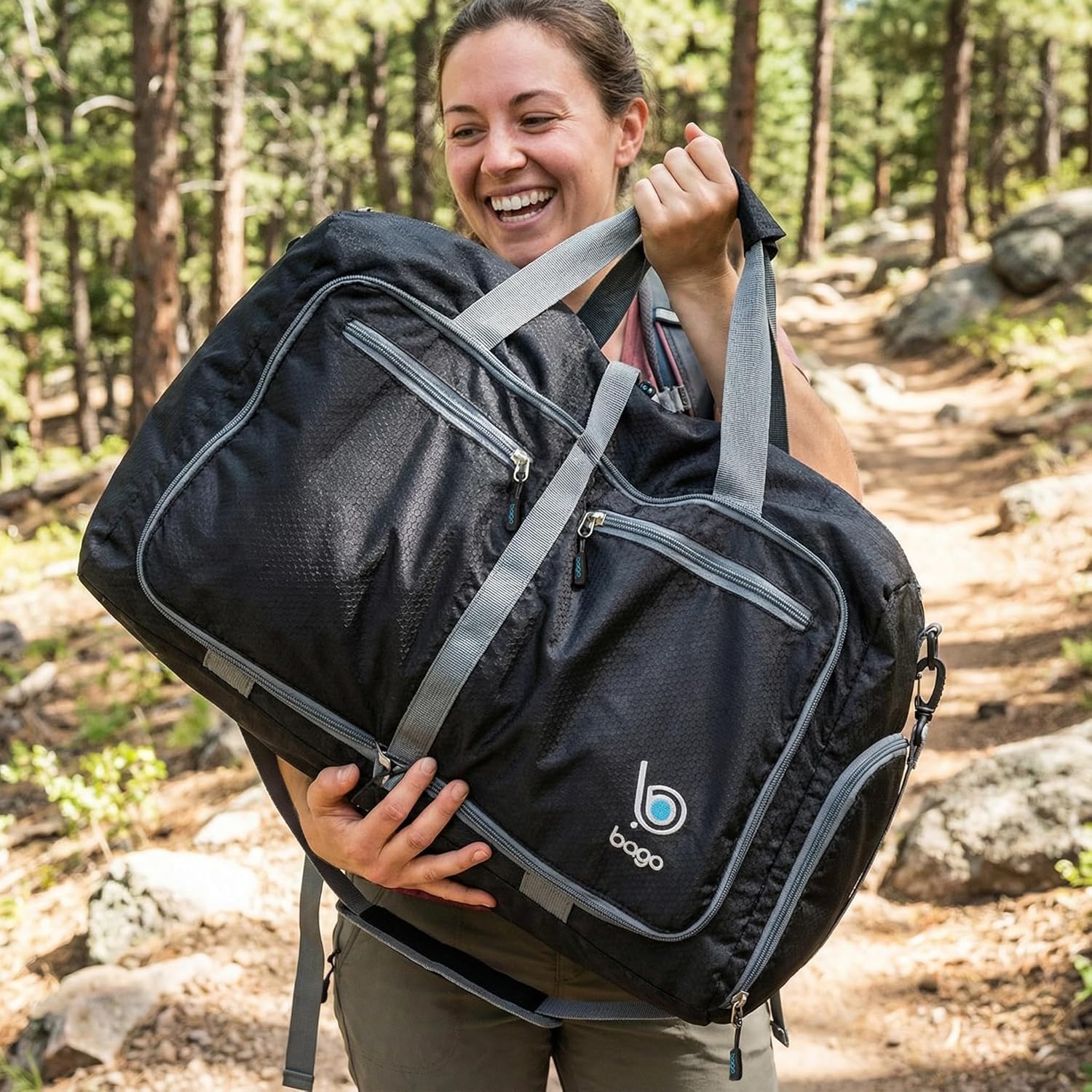 Reisetasche - diese faltbare, 53l große Reisetasche ist beständig, packbar, SUPERLEICHTE 410g mit abnehmbarem Schulterriemen - lässt sich in sich falten - am besten als Gepäck oder Sporttasche - VERMEIDEN SIE GEBÜHREN FÜR ÜBERGEPÄCK - 100% ZUFRIEDENHEITSG