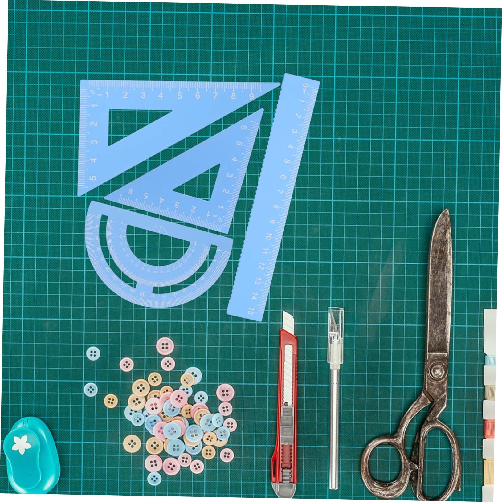 VILLCASE 20pièces Règle Aluminium Pour Mesure Et Dessin Outils De Traçage Pour Et Bureau Équerre Et Rapporteur
