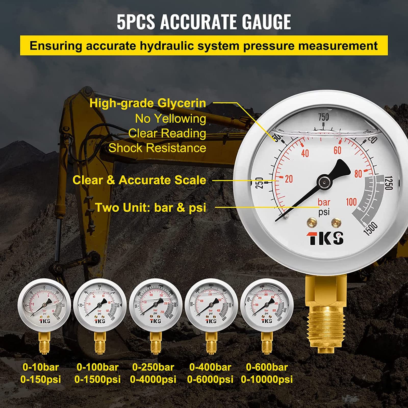 PRESSURE GAUGE 圧力計？油圧計？ 5点まとめセット Amazon | 油圧圧力テストキット、5ゲージ、5テストホース、13カップ