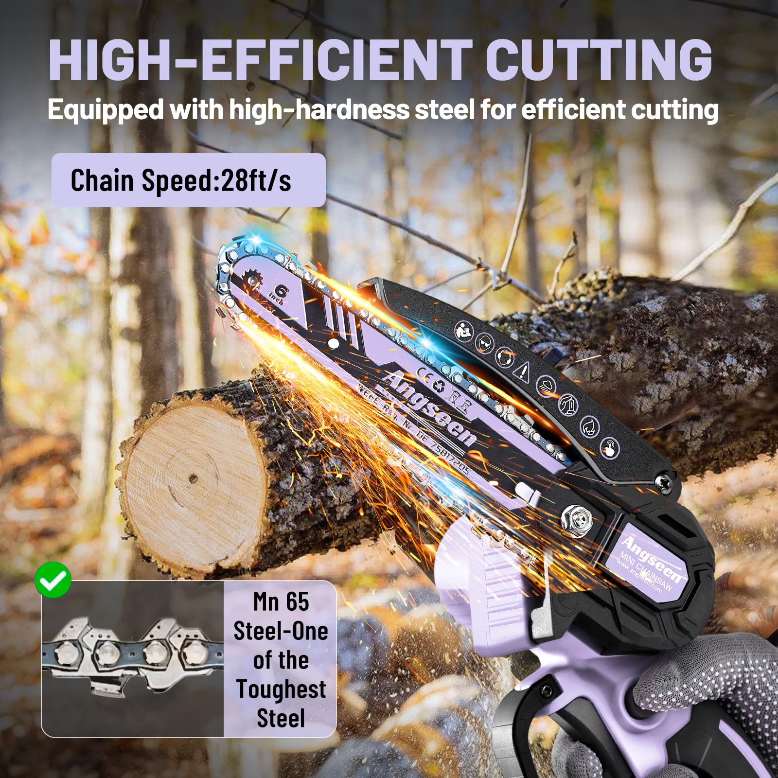 Motosega A Batteria Angseen 6 Pollici - 850W, 2 Batterie - Per Potatura E Giardinaggio - Foto 9