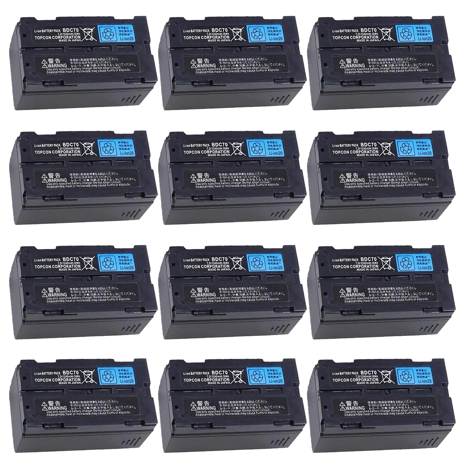 12-Pack BDC70 7 2V 5240mAh Rechargeable Lithium Battery for Topcon Sokkia Total Stations GPS Station and GNSS Receivers