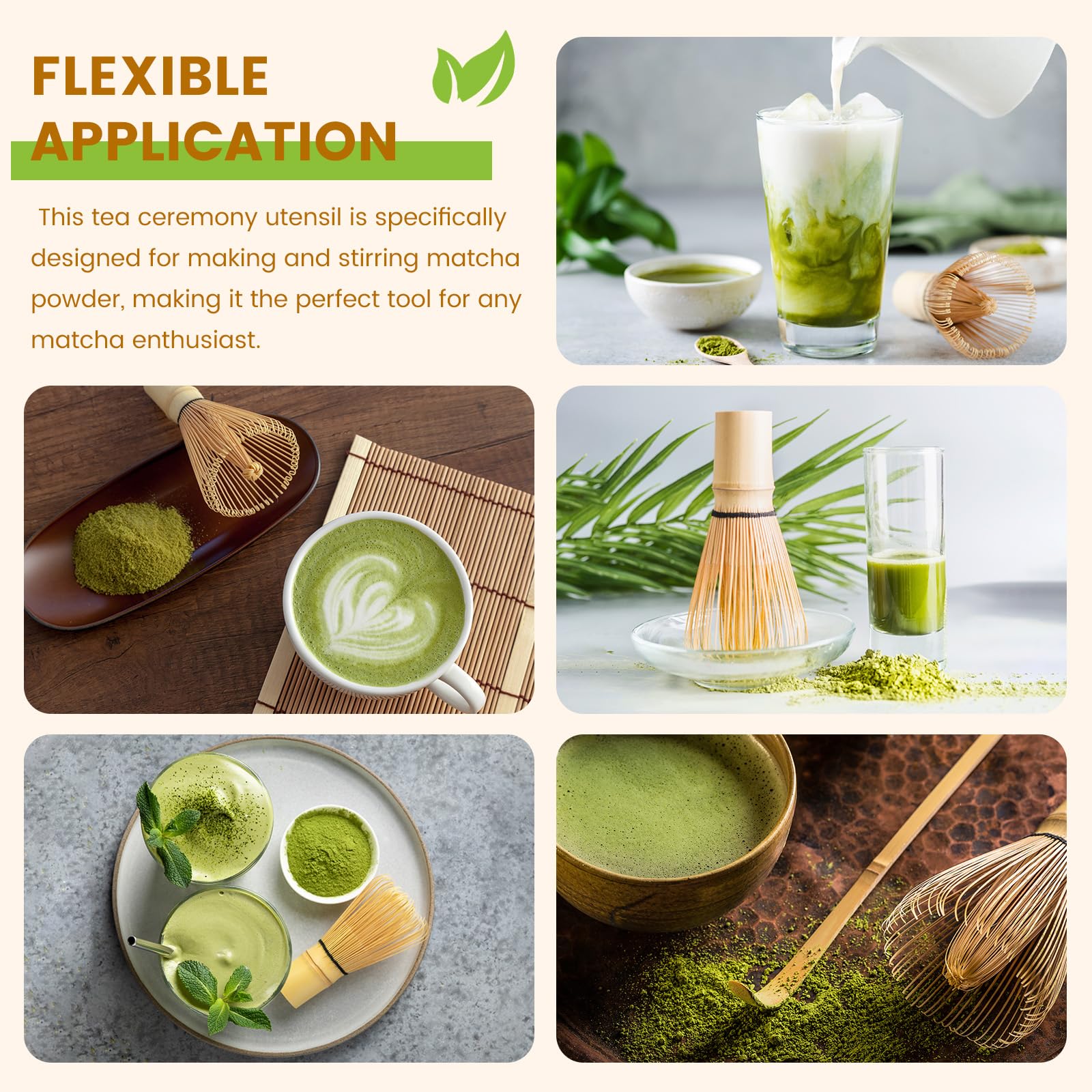Trzepaczka do herbaty Matcha Chasen z naturalnego bambusa, częściowo ręcznie wykonana, do przygotowywania i mieszania zielonej herbaty Matcha, w kolorze złotym