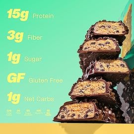 Misfits Vegan Protein Bars - Mint Chocolate Chip | Nutrition Bars - 15g Protein, 1g Sugar, Plant-based, Low Carb, Non-GMO, Gluten Free Snacks | Pack of 12