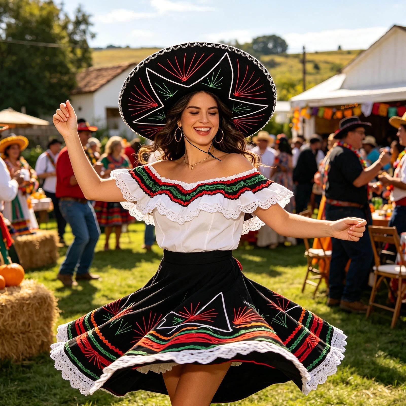 El Sombrero Mexicano Cubrecabeza Tradicional con una Ala Ancha Grande para