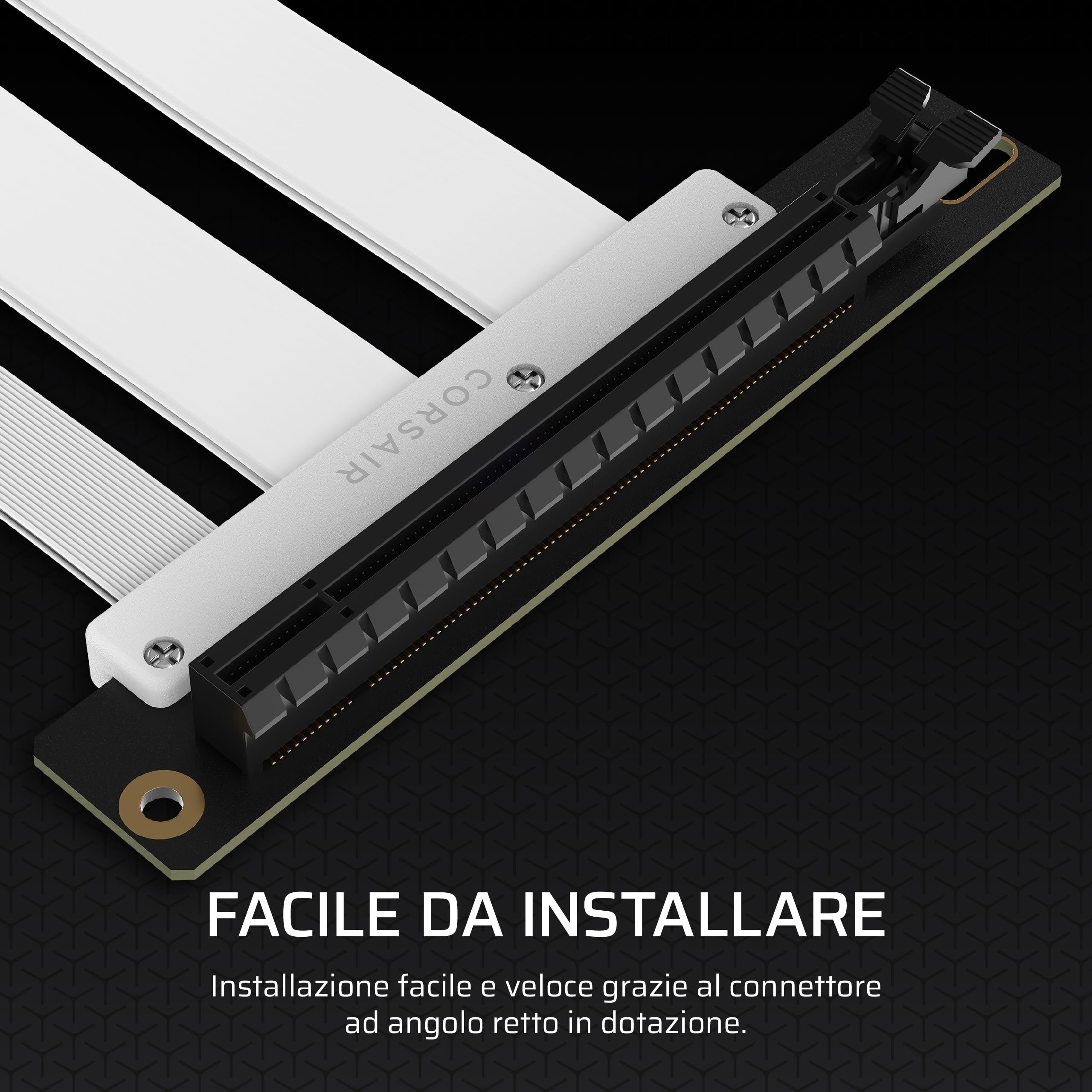 Corsair Premium PCIe 5.0 x16 Riser 175 mm Cavo – Bianco | Ultra flessibile, Resistente, Cacile da installare