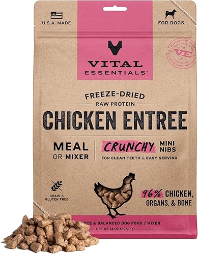 Miniatura 1 de Vital Essentials Alimento crudo liofilizado para perros, pollo mini nibs entrante, 14 onzas