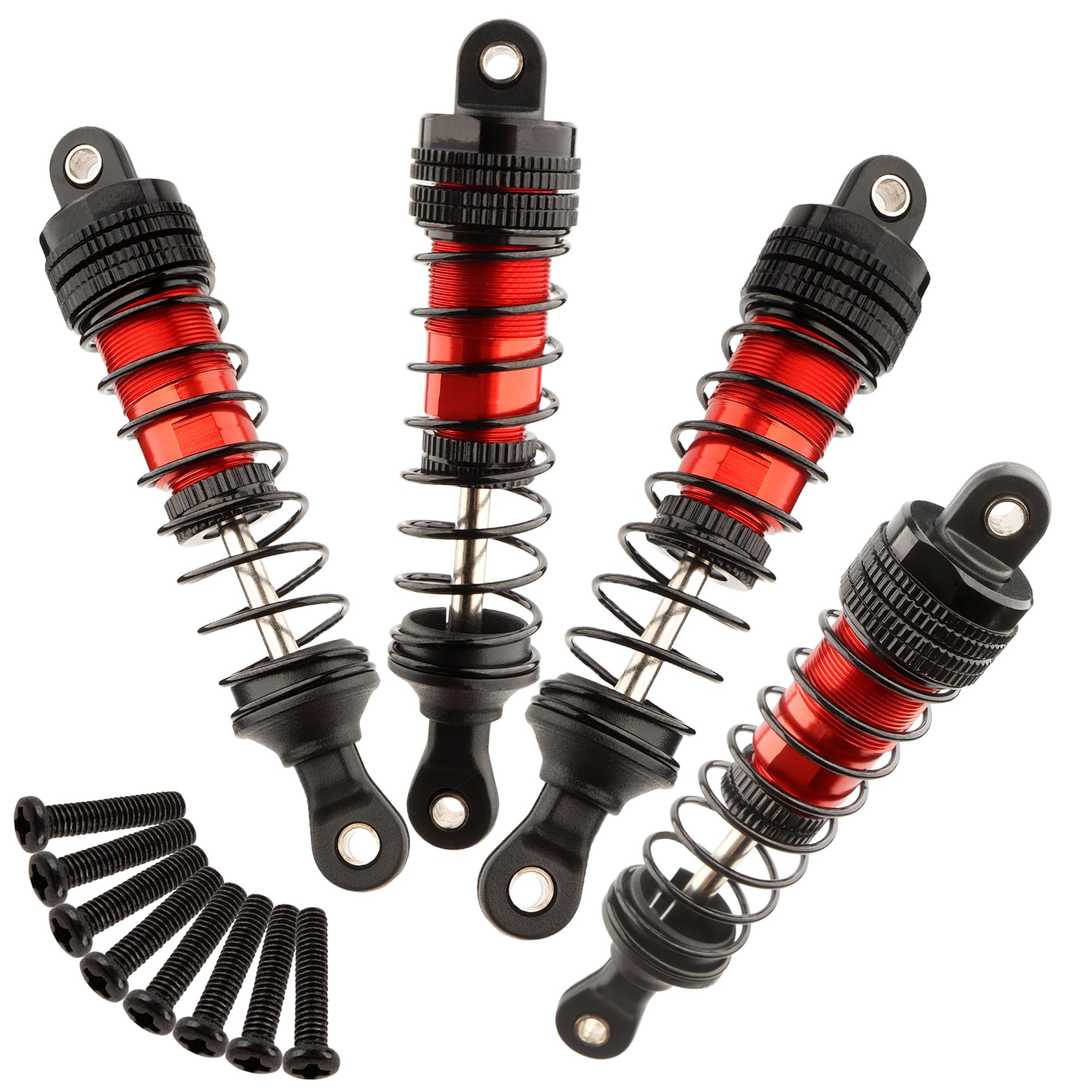 Front & Rear Aluminum Shocks Absorber Damper Set 14510B Accessories Replacement Spare Parts for 1/14 H14BM 14210 JC14EP 14301 HP474 HP141S 1/16 H16BM H16PL H16DR H16E 16208 16210 RC Cars(Red)