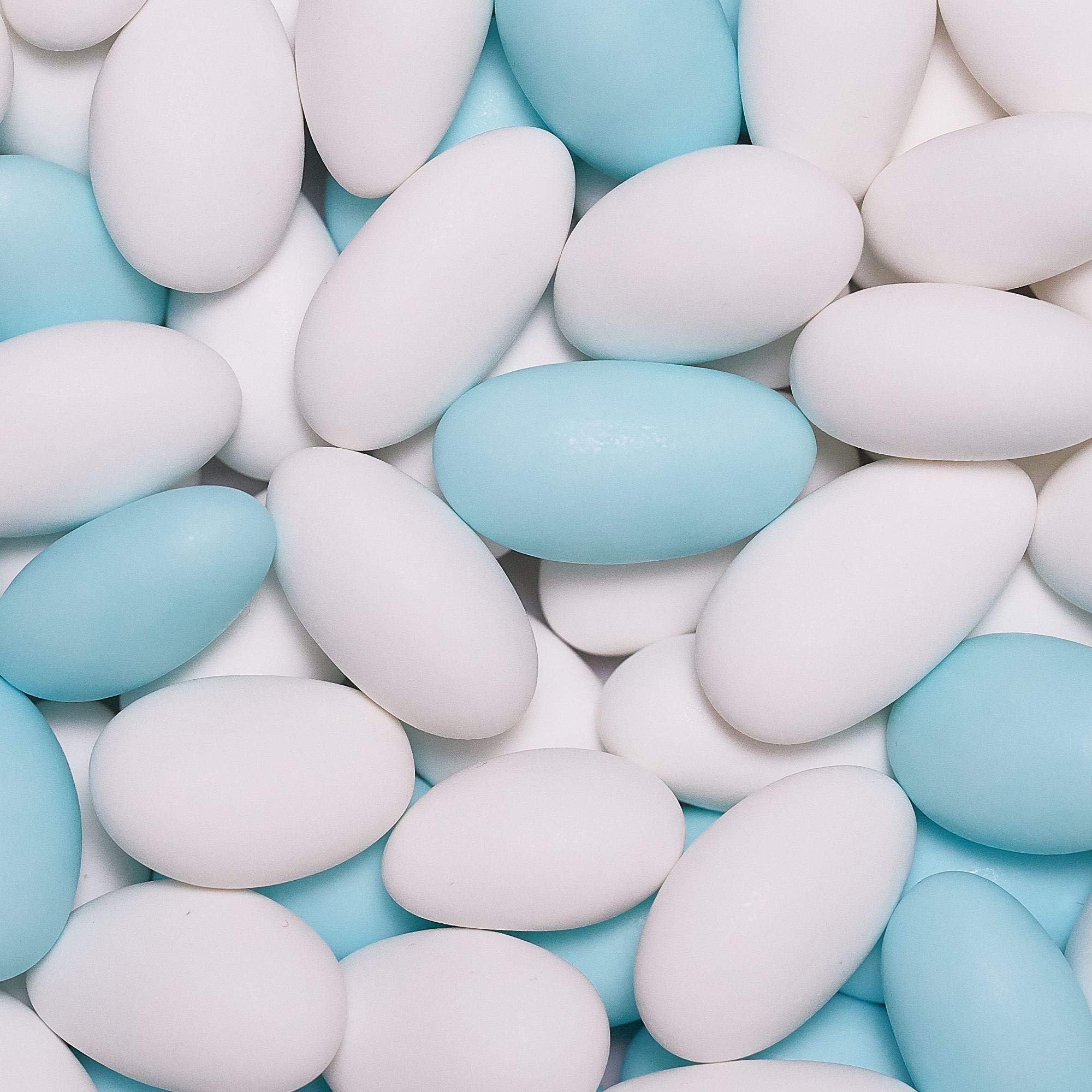 EinsSein Peladillas de Almendra Gracile Blanco y Azul cielo mate 1kg | 300 pieza Confeti Dulce para Fiestas | Grageas para Boda Bautizo y Comunión | Cumpleaños y Eventos