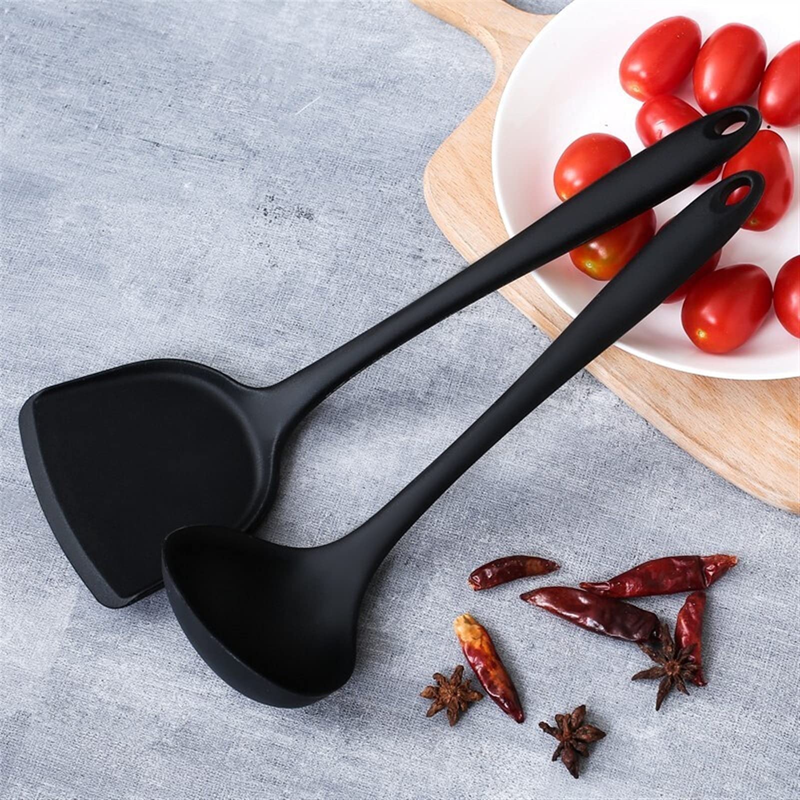 Espátula Juego de espátulas de Silicona Espátula de Cocina Mango ergonómico Espátulas Resistentes al Calor Espátula y Cuchara de Sopa Juego de Dos Piezas Espátula de Cocina