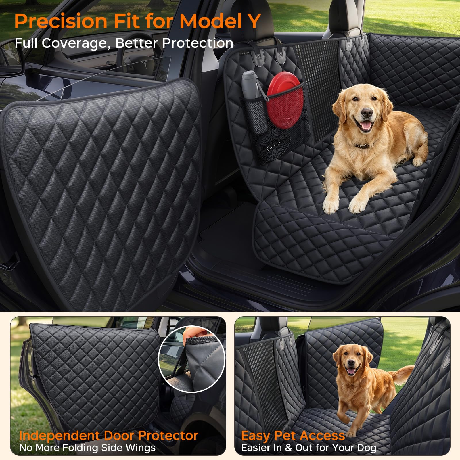 URPOWER Dog Car Seat Cover for Back Seat, Waterproof Hammock for Model Y view 2