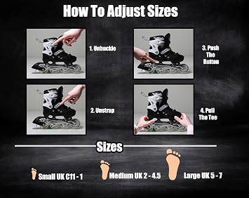 Adjustuble Roller Skates with light up wheels for children and adults - Kids Inline Roller boots for toddler, Rollers for girls, boys, professional and beginner.