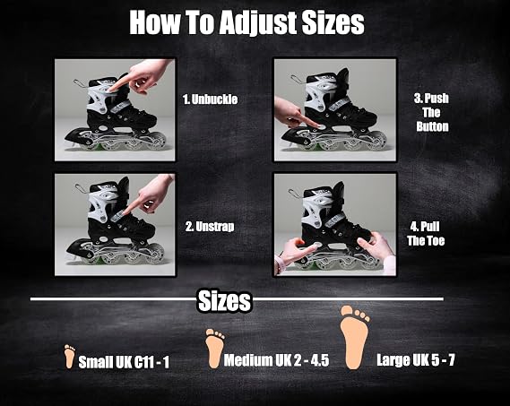 Adjustuble Roller Skates with light up wheels for children and adults - Kids Inline Roller boots for toddler, Rollers for girls, boys, professional and beginner.