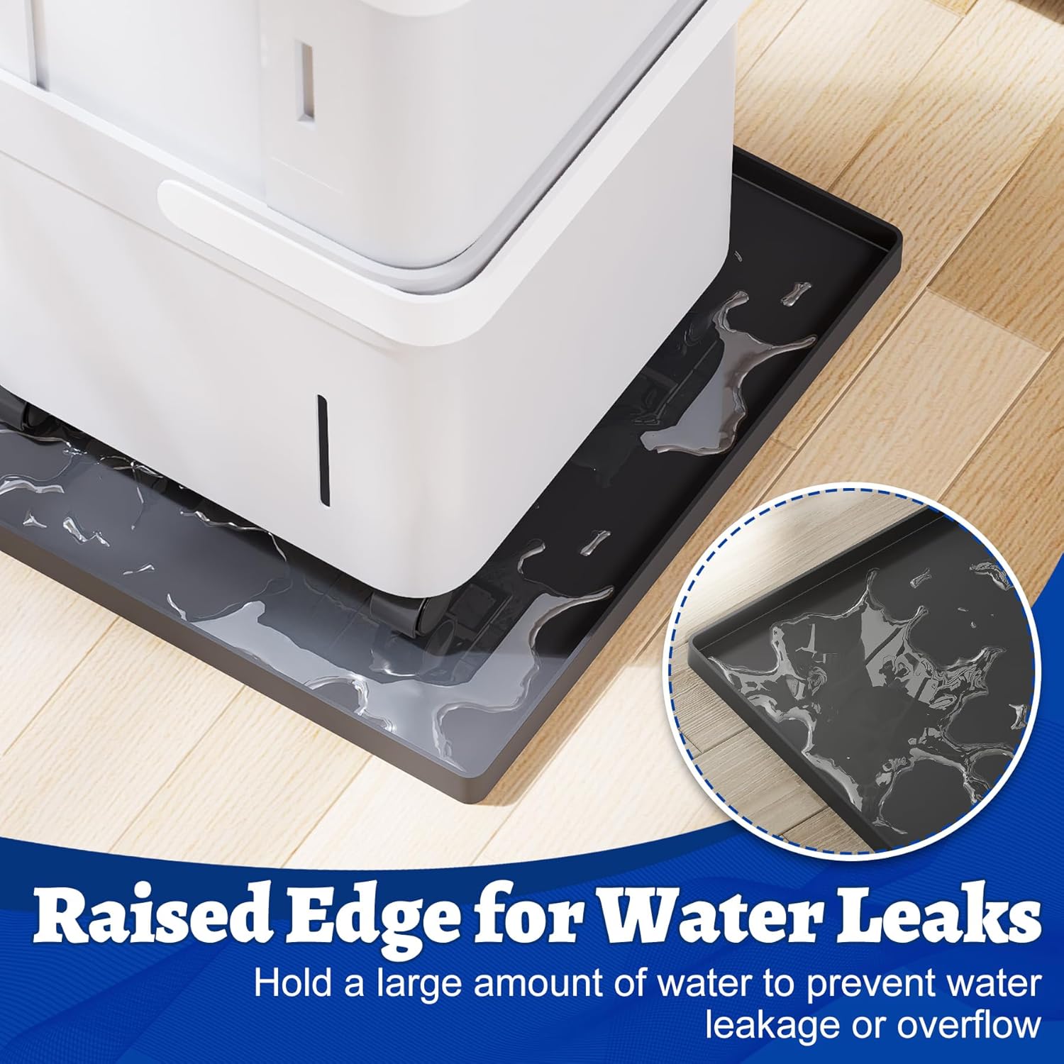 Dehumidifier Mat Compatible with Midea Cube Dehumidifiers 20-50 Pint, Drain Pan Prevent Water Leaks, Non-Slip Silicone Drain Tray for Basement Protect Floor from Appliance Leaks