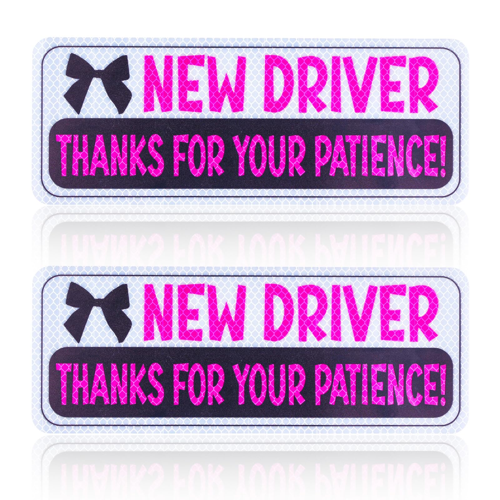 2pcs New Driver Magnet for Car, Magnetic Reflective Bumper Stickers Thanks for Your Patience New Driver Signs Safety Warning Funny Novice Driver