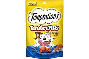 Temptations Tender Fills Grilled Salmon Flavor Crunchy and Soft Adult Cat Treats,...