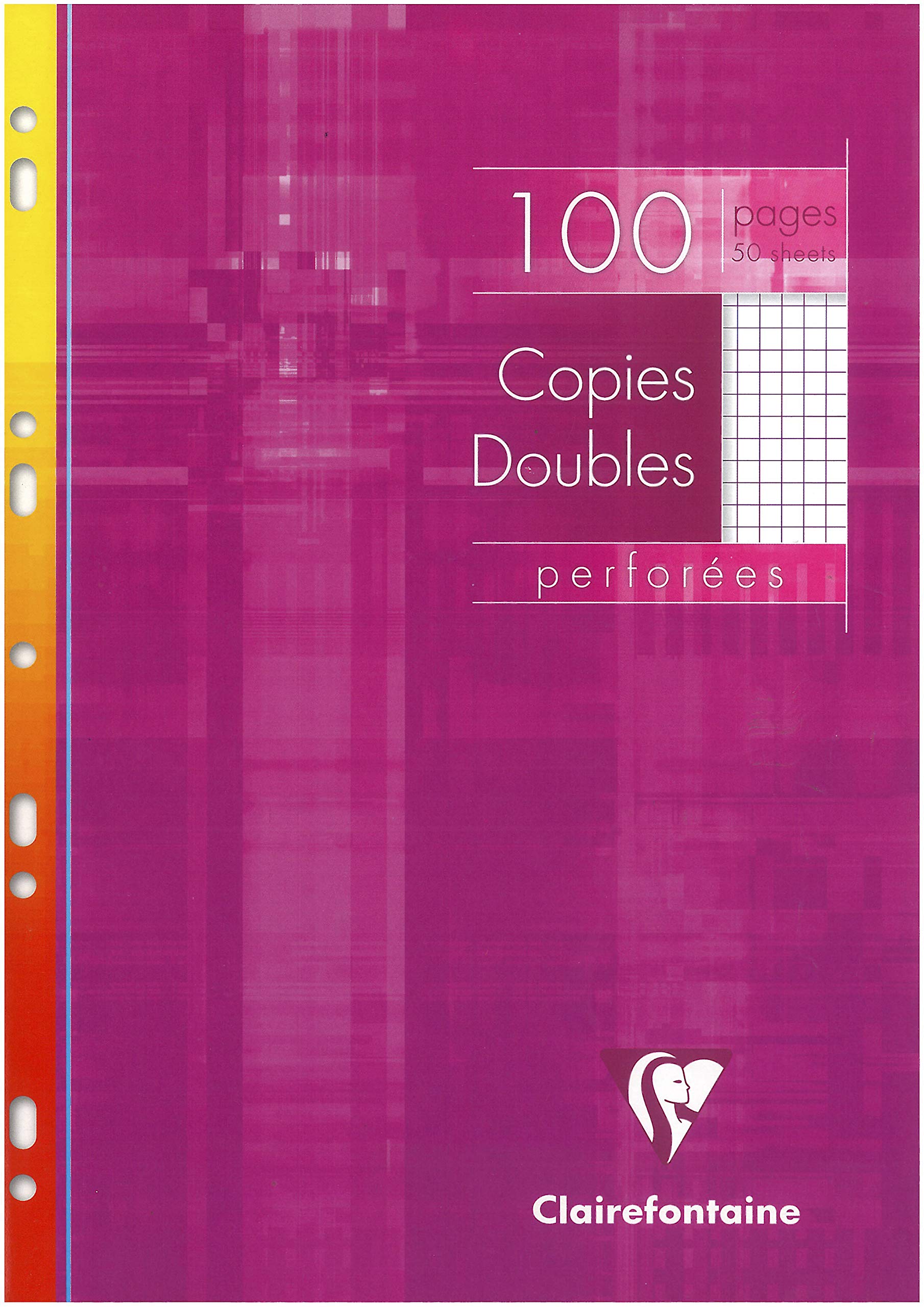 Clairefontaine 4722C - One Perforated Double Sheet Case - Dimensions: A4 21 cm x 29,7 cm - 100 Small Squares Pages - White Vellum Paper 90 g - Reusable Case