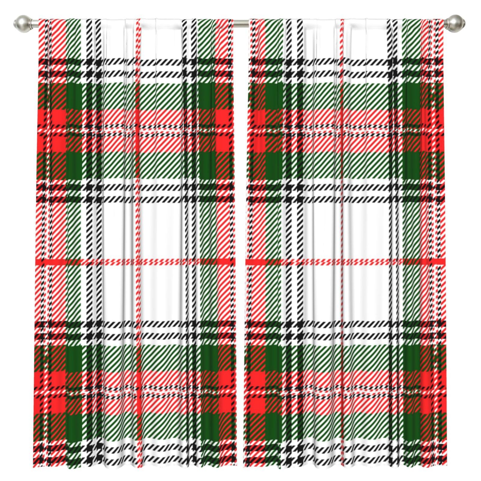InOmak Clan Stewart Tartan Plaid The Arts, 2 Panels Window Curtains 52 x 84 Inch Blackout Curtains for Living Room Bedroom