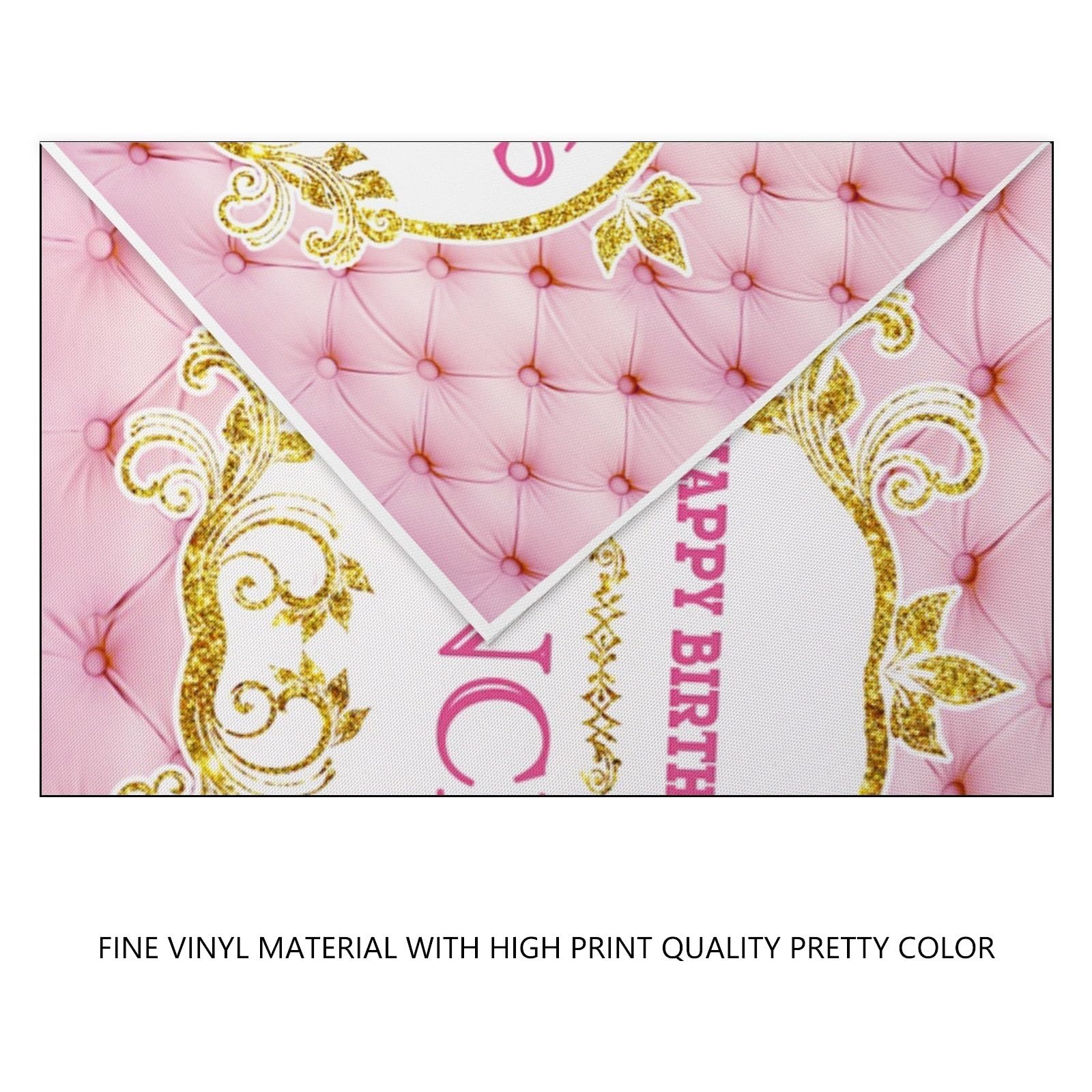 YongFoto 3x2,5m Fondale Foto Testiera in pelle rosa trapuntata Golden Paillettes Ghirlanda Buon compleanno Princess Girl Sfondo Fotografico Photo Booth Compleanno Partito Banner Bambini Photo Studio