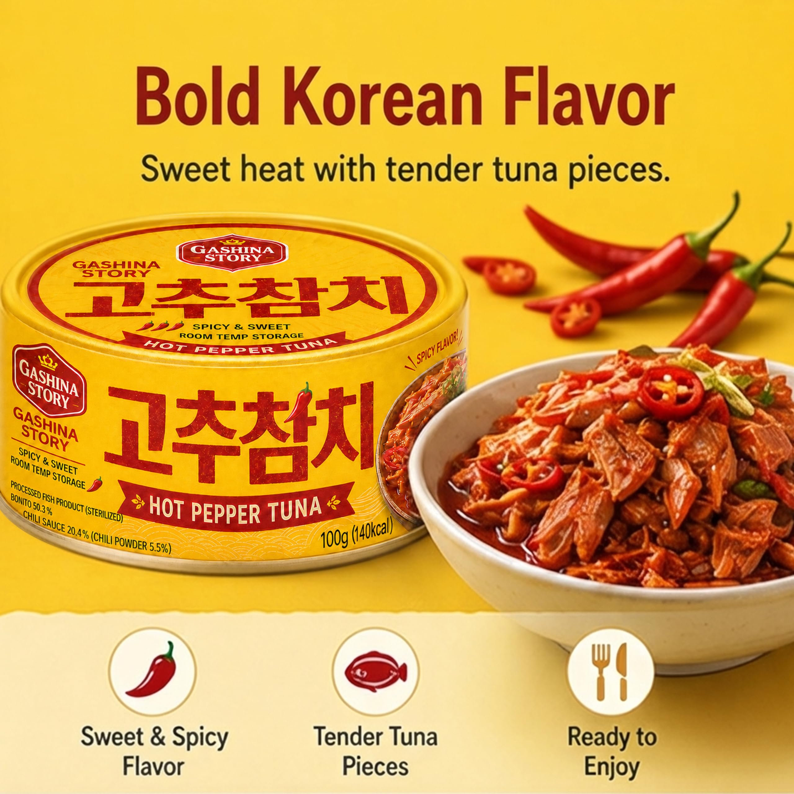 Amazon.com : Korean Tuna Can Hot Pepper Sauce, 100g(3.5oz) x 10can