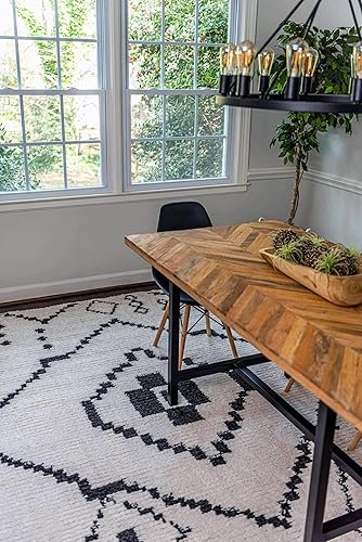 Miniatura 11 de Unique Loom Morocco Collection Tribal, Southwestern, Alfombra bohemia, 8 pies 0 pulgadas x 10 pies 0 pulgadas, marfilnegro