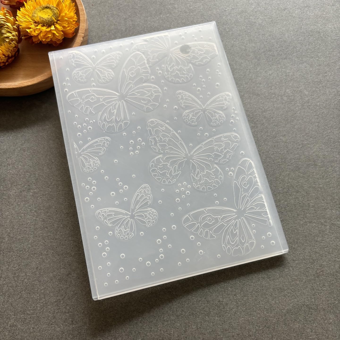 Butterfly with Dot Background 3D Embossing Folder, Clear Plastic Embossing Template for Card Making Scrapbooking Junk Journal DIY Paper Craft