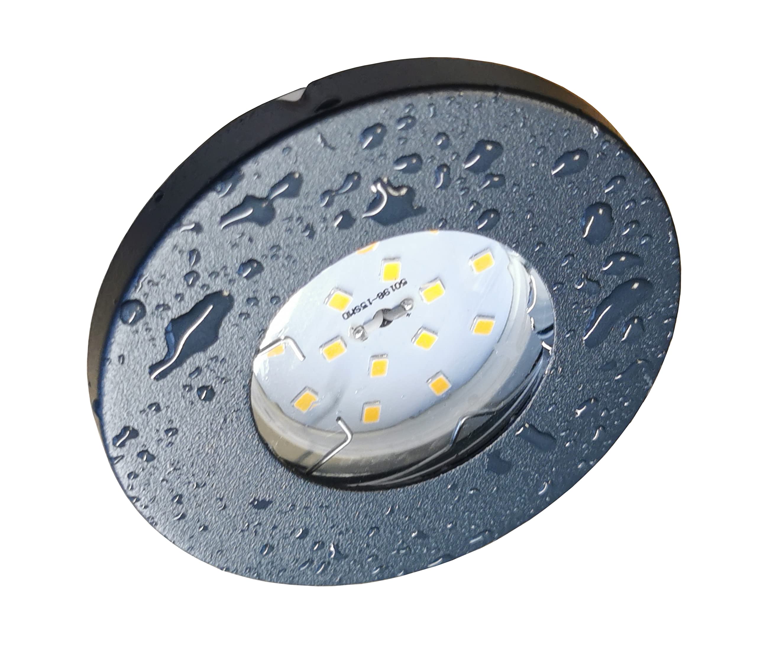 Trango 6er Set IP65 BAD Einbaustrahler 6729IP65-061-5WAK Anthrazit matt inkl. 6x 5 Watt GU10 LED Leuchtmittel 3000K warmweiß & Fassung Außen Einbauleuchte, Badleuchte, Deckenspot Dusche Deckenstrahler