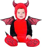 Vista 1 de Spirit Halloween Disfraz de una pieza de diablo rojo para bebé, disfraces de bebé, lindos disfraces de bebé, disfraces de diablo traje de mameluco