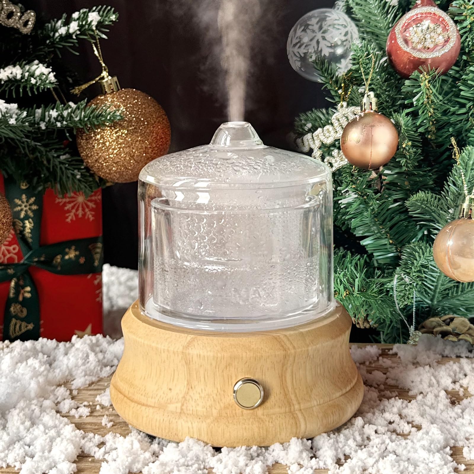 Photo 1 of Lecdura 80ML Glass Essential Oil Diffuser with Glass Reservoir & Wood Base, Small Ultrasonic Aroma Diffusers with Auto-Off 7 Color for Home Office Bedroom Yoga
