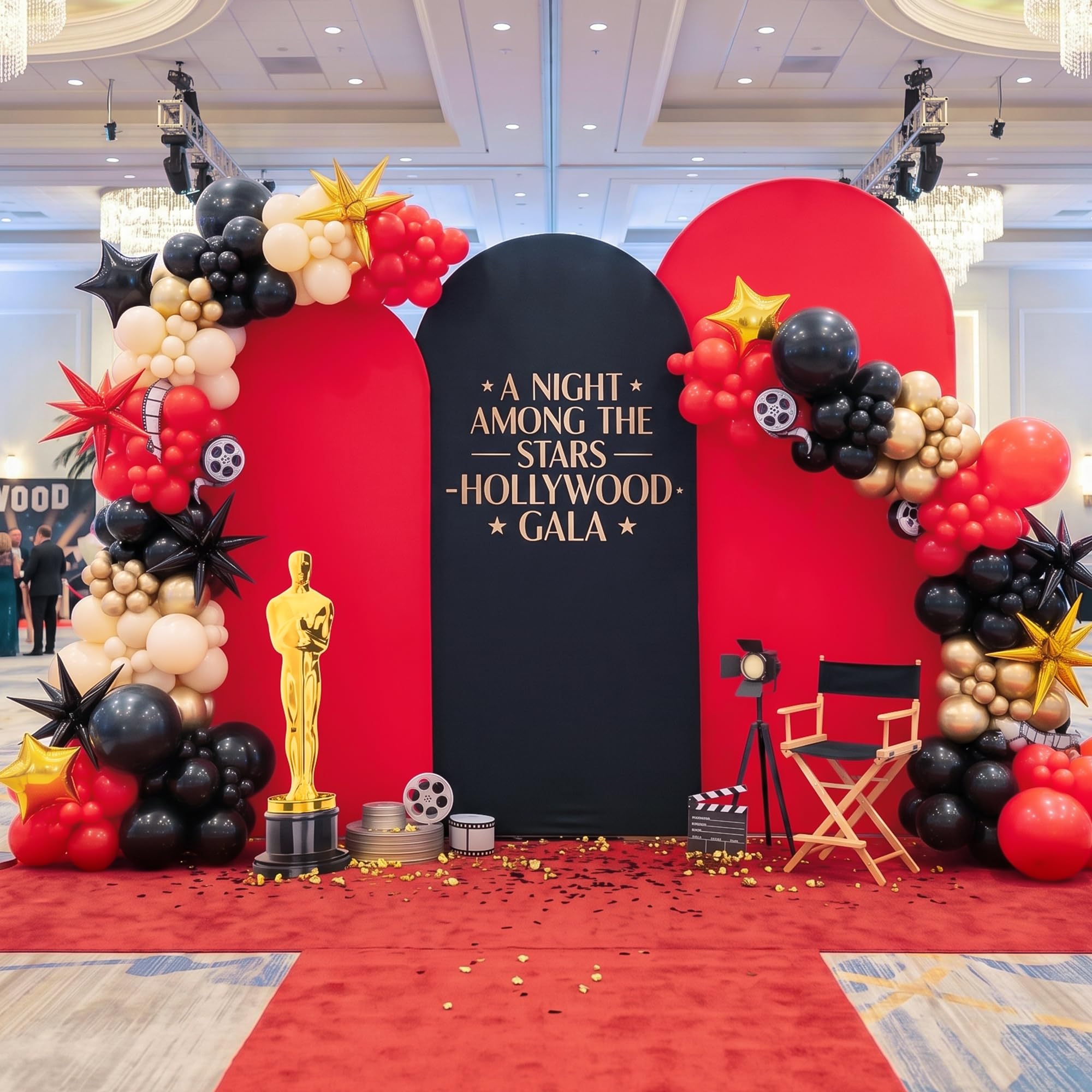 Photo 1 of CO-AVE Arch Backdrop Cover Set - 6ft, 6.6ft, 7.2ft - Red/Black