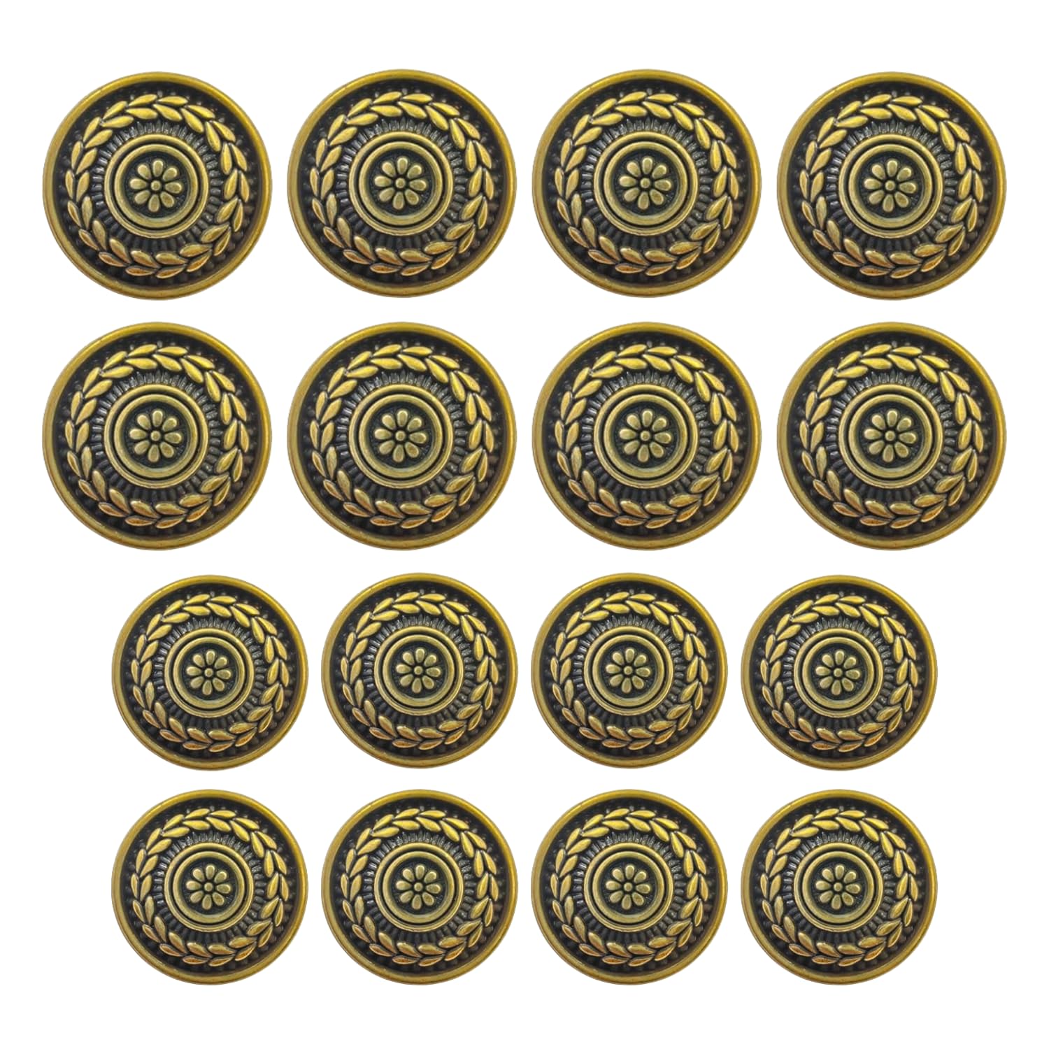 Round Elegant Gold Metal Shank Button (Pack of 16) 8 Big and 8 Small Pack for Coat Blazer Suit, Sherwani and Indian Dresses Sports Coat Uniform Jacket-image-47