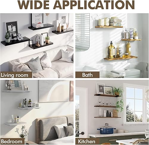Miniatura 7 de Paquete de 6 soportes de estante resistentes de 8 pulgadas, soportes flotantes para estantes (1/5 pulgadas de grosor), soporte de estante de pared