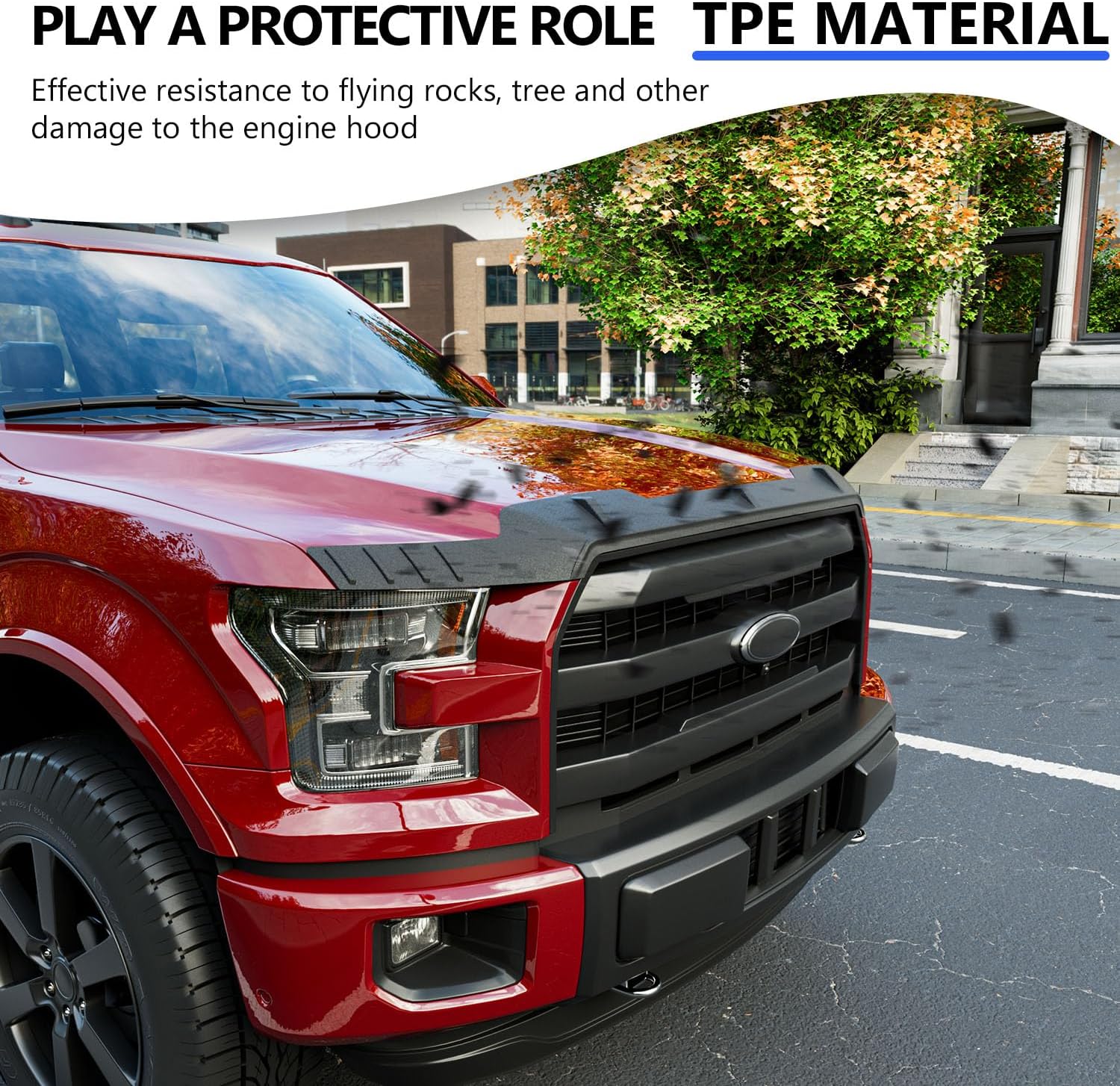 Xipoo Hood Deflector Compatible with 2015-2020 Ford F150 Hood Protector Shield Replacement for 2015-2020 Ford F-150 Accessories