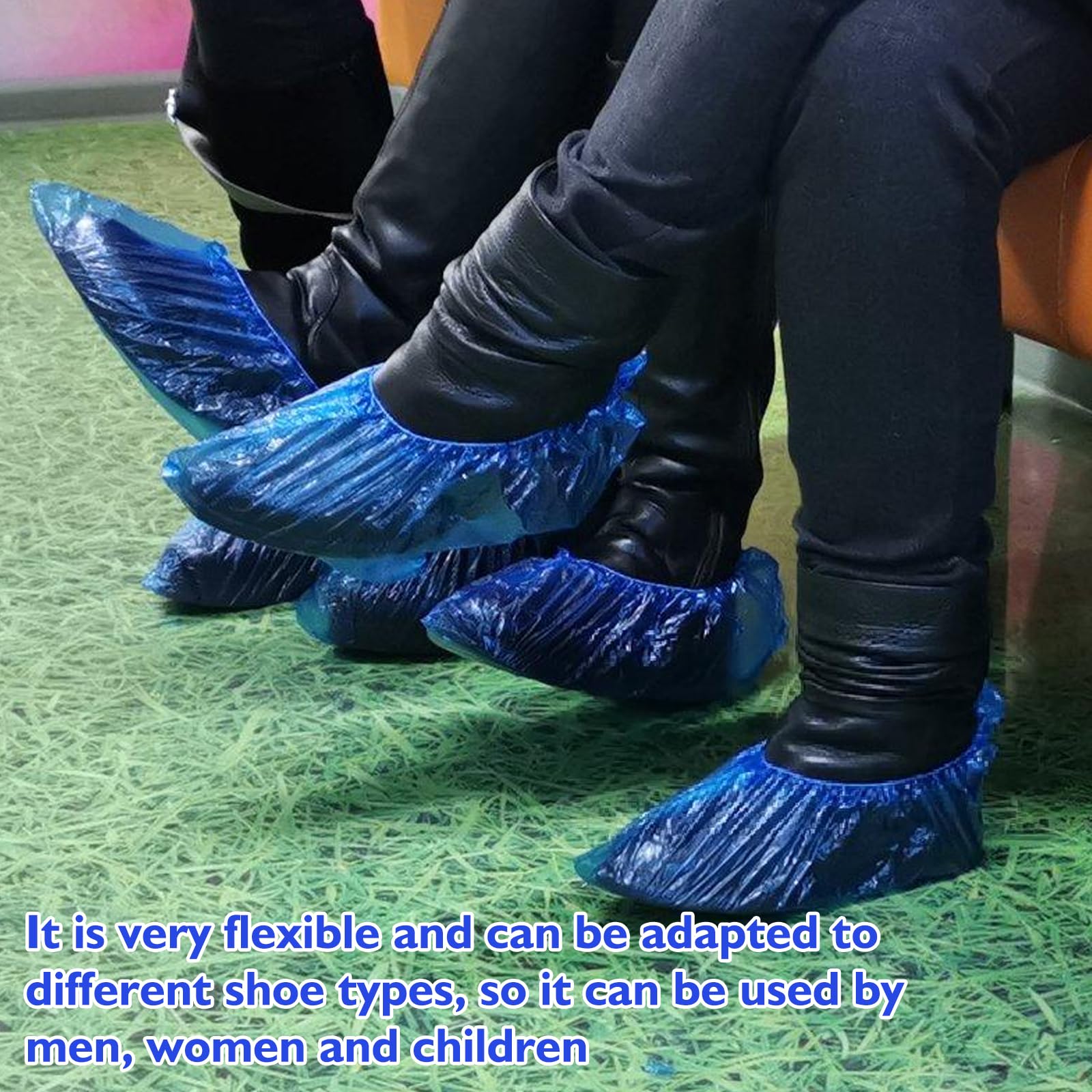 Lot de 300 couvre-chaussures jetables antidérapants avec élastique - Imperméables et jetables - Taille universelle - Pour l'hygiène et la protection - Bleu